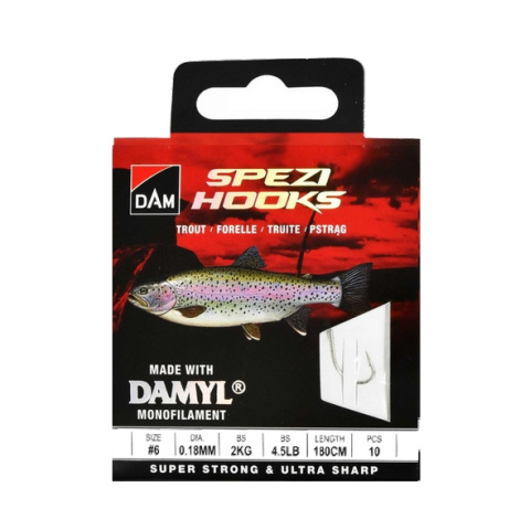 DAM Przypony Spezi Trout #6 180cm 10szt. 0,18mm