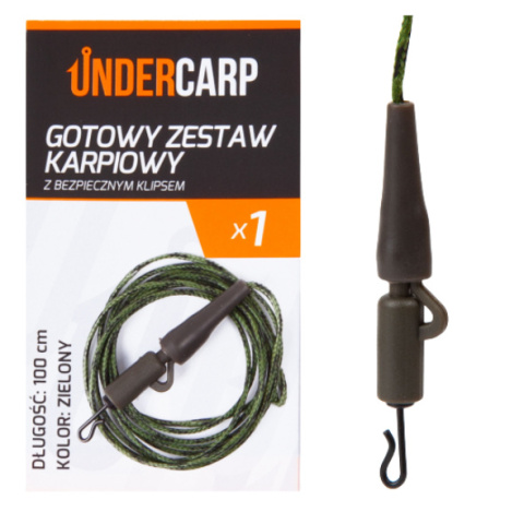 Undercarp Gotowy Zestaw Leadcore z Bezpiecznyn Klipsem Zielony 100cm
