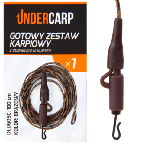 Undercarp Gotowy Zestaw Leadcore z Bezpiecznyn Klipsem Brązowy 100cm