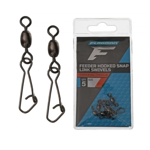 Flagman Krętlik z Agrafką Feeder Hooked Link Snap Swivel M 5szt.