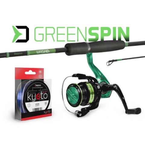 Delphin Zestaw Wędkarski GreenSPIN 2,10m 30g Wędka Kołowrotek Żyłka